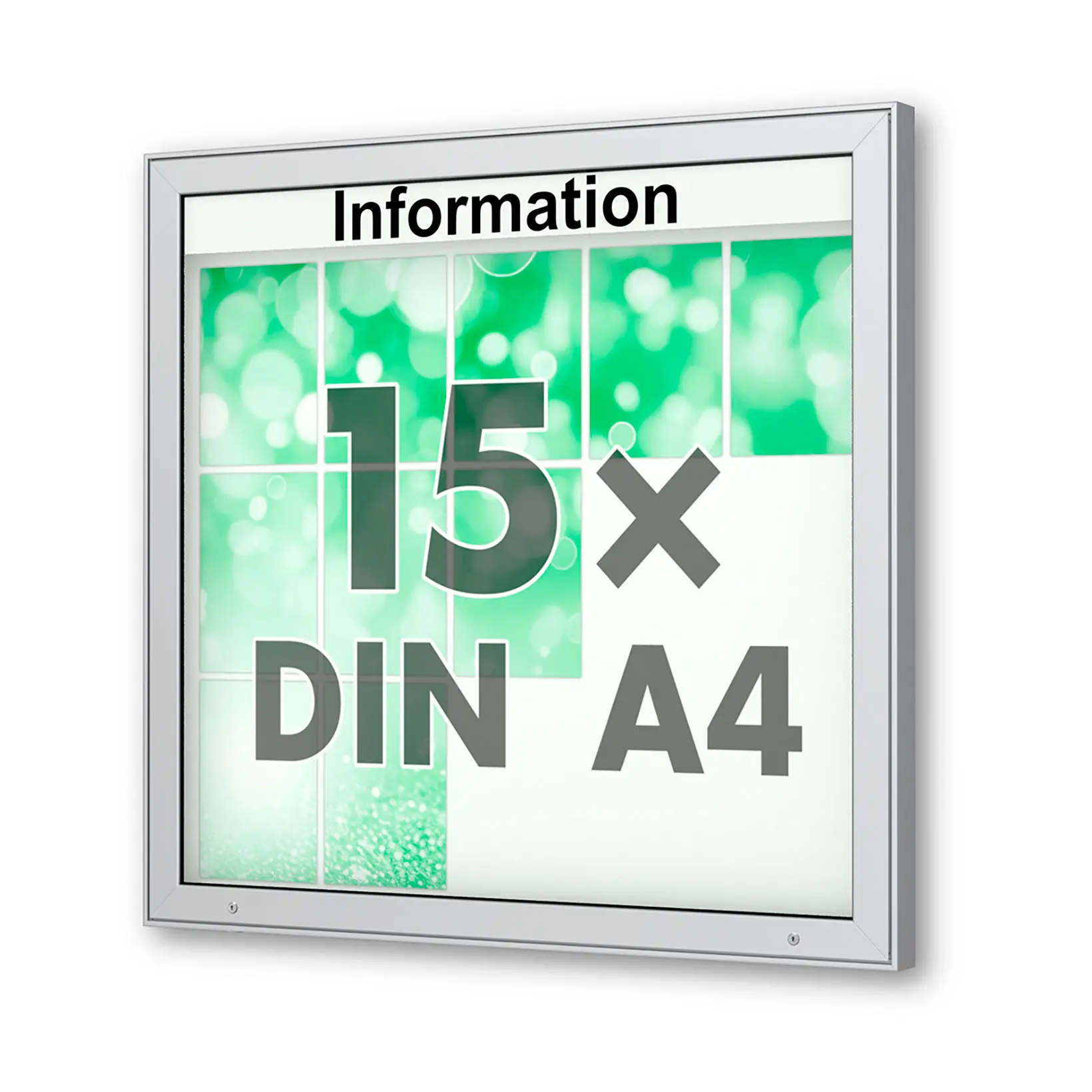 15 x DIN A4 Schaukasten Plenum eckig - der "Klassiker" - 65mm Bautiefe - Wandschaukasten mit optionaler LED-Beleuchtung